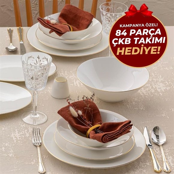 Emsan Fıne Bone Elmıra Gold 59 Prç.yemek Takımı