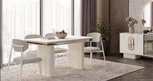 Nesa Defne Yemek Odası Takımı Konsol+Ayna+Masa+4 Sandalye