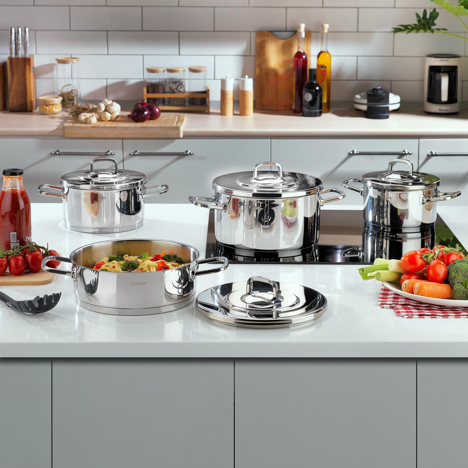 Schafer 1s5713-13002-ınx02 New Prime8 Parça Çelik Tencere Seti Inox