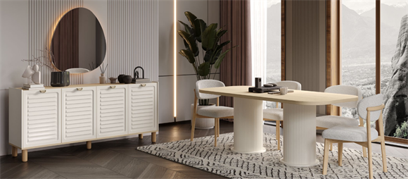 Nesa Lora Yemek Odası Takımı Konsol+Ayna+Masa+4 Sandalye