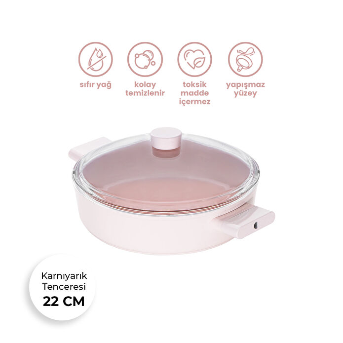 Emsan Swıss Crystal 22 Cm Karnıyarık  Tenceresi Pembe